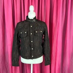 Custo Barcelona Minibar mock neck mettalic moto jacket, NWT size 38 or small